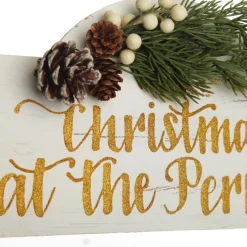 Personalised Arched Country Christmas Wood Plaque with White Berry Christmas Plaques|