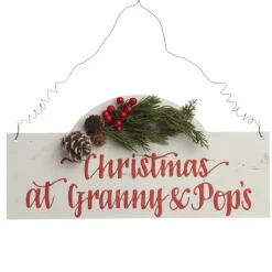 Personalised Arched Country Christmas Wood Plaque with Red Berry Christmas Plaques|