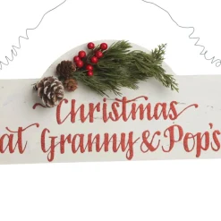 Personalised Arched Country Christmas Wood Plaque with Red Berry Christmas Plaques|