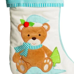 Personalised Baby Blue Teddy Bear Christmas Stocking Personalised Stockings|