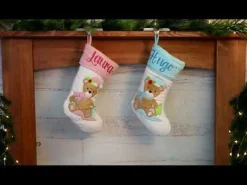 Personalised Baby Blue Teddy Bear Christmas Stocking Personalised Stockings|