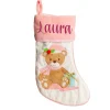 Personalised Baby Pink Teddy Bear Christmas Stocking Personalised Stockings|