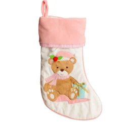 Personalised Baby Pink Teddy Bear Christmas Stocking Personalised Stockings|