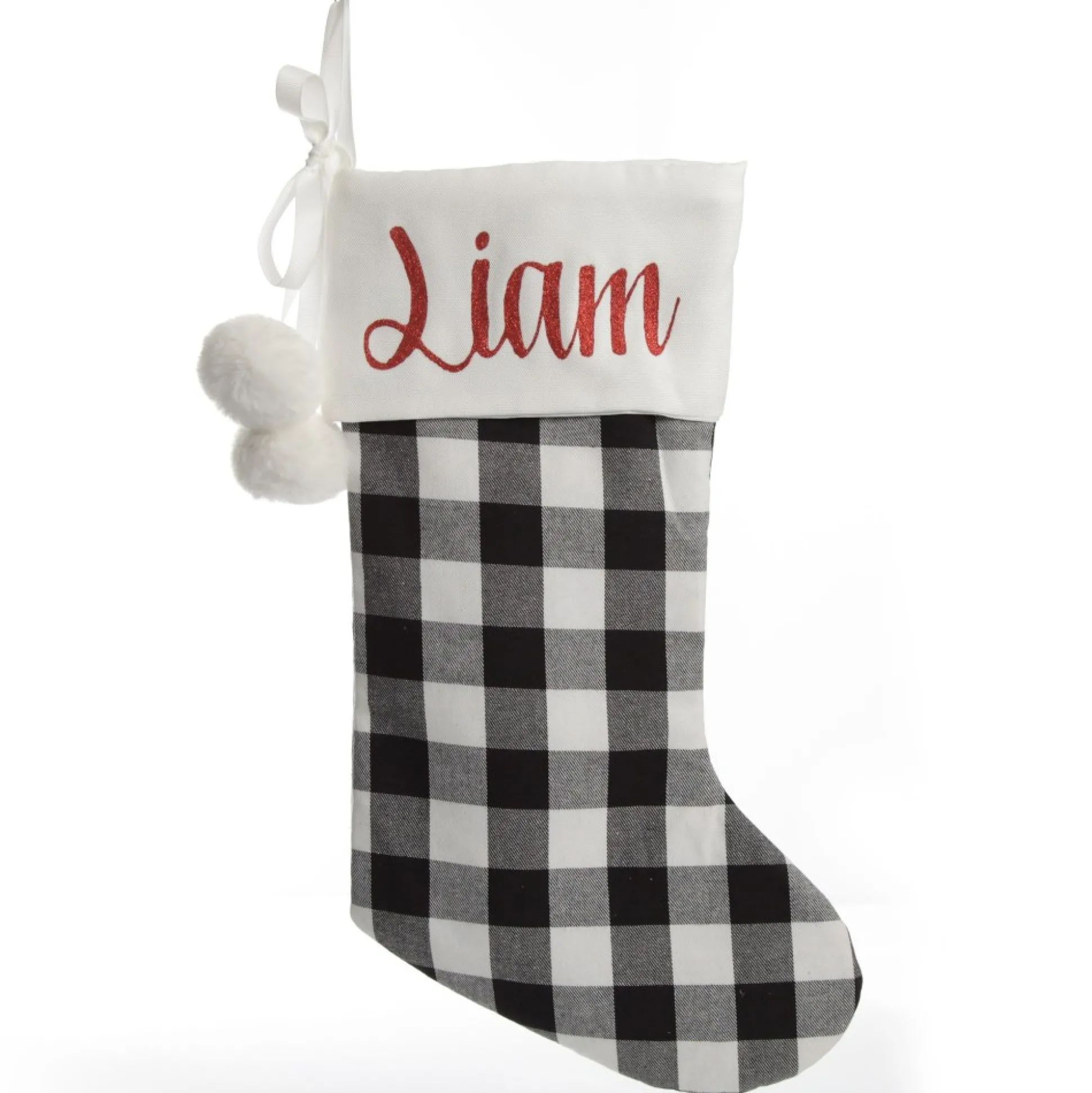 Personalised Black and White Buffalo Check Christmas Stocking Personalised Stockings|
