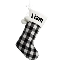 Personalised Black and White Buffalo Check Christmas Stocking Personalised Stockings|