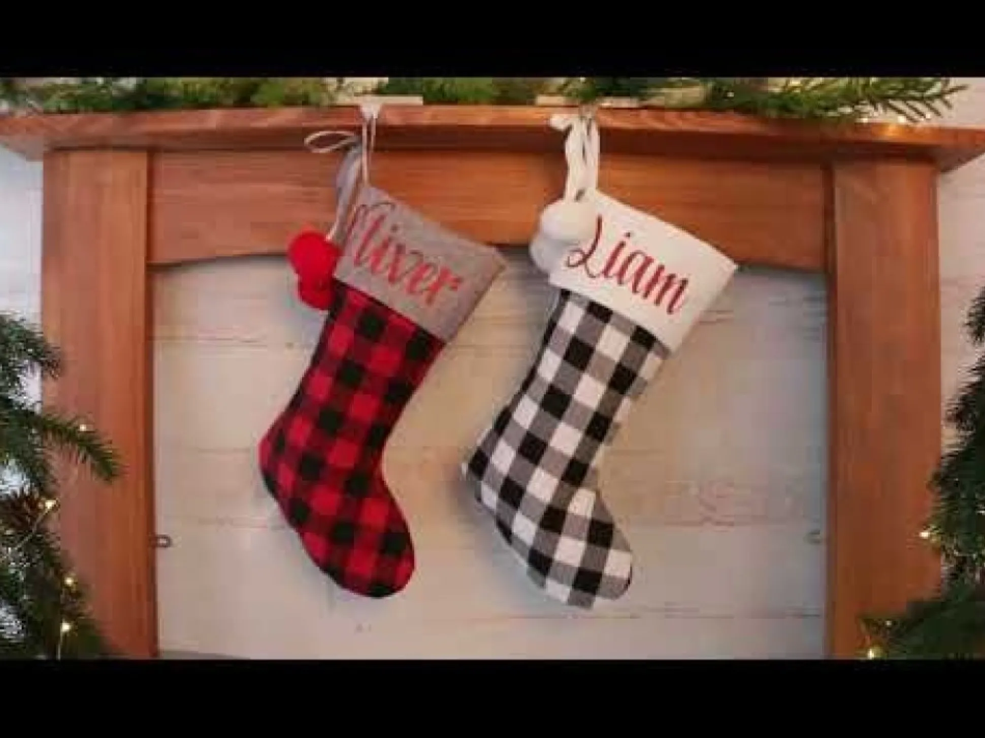 Personalised Black and White Buffalo Check Christmas Stocking Personalised Stockings|