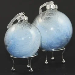 Personalised Blue Feather Clear Glass Christmas Bauble Personalised Baubles|
