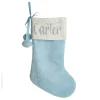 Personalised Blue Fur Christmas Stocking with Pom Poms Personalised Stockings|