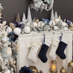 Personalised Blue Velvet Christmas Stocking Personalised Stockings|