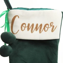 Personalised Bottle Green Velvet Christmas Stocking Personalised Stockings|