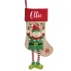Personalised Boy Elf Christmas Stocking with Dangly Legs Personalised Stockings|