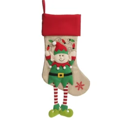 Personalised Boy Elf Christmas Stocking with Dangly Legs Personalised Stockings|