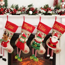 Personalised Boy Elf Christmas Stocking with Dangly Legs Personalised Stockings|