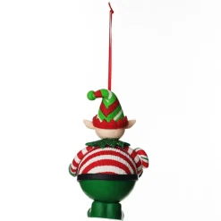 Personalised Boy Elf with Candy Cane Christmas Ornament Christmas Character Baubles|