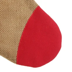 Personalised Burlap and Linen Heart Stocking with Red Trim Personalised Stockings|