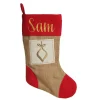 Personalised Burlap and Linen Bauble Stocking with Red Trim Personalised Stockings|
