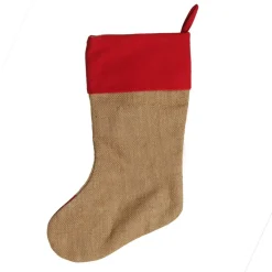 Personalised Burlap and Linen Bauble Stocking with Red Trim Personalised Stockings|