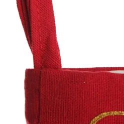 Personalised Burlap and Linen Bauble Stocking with Red Trim Personalised Stockings|