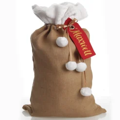 Personalised Burlap and White Fur Santa Sack Personalised Santa Sacks|