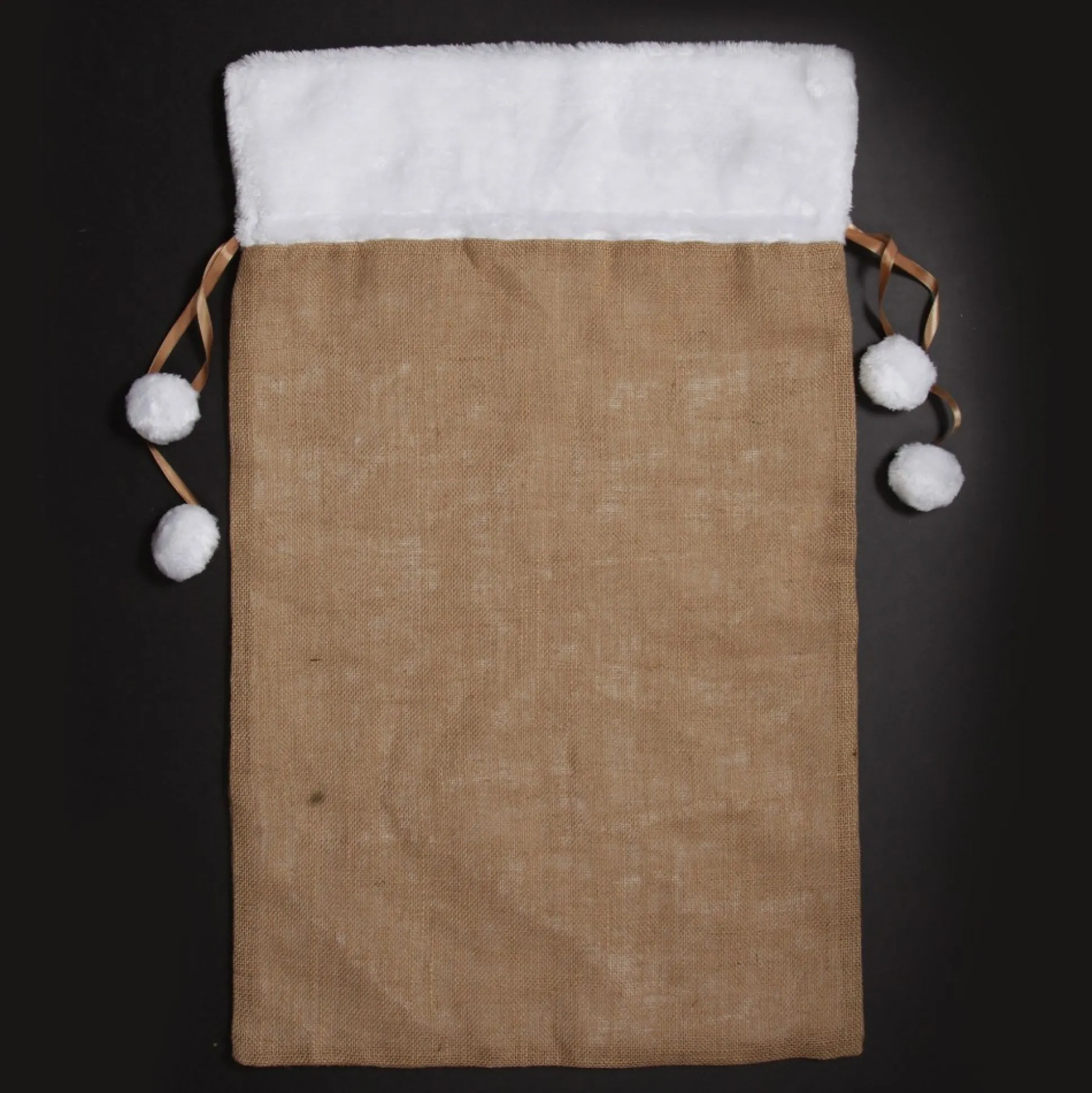 Personalised Burlap and White Fur Santa Sack Personalised Santa Sacks|