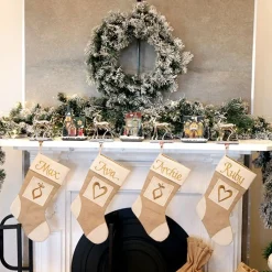 Personalised Burlap Bauble Christmas Stocking Personalised Stockings|