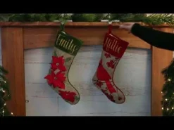 Personalised Burlap Cardinal Bird Christmas Stocking Personalised Stockings|