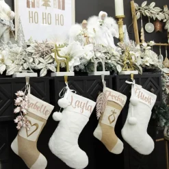 Personalised Burlap Heart Christmas Stocking Personalised Stockings|