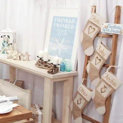 Personalised Burlap Heart Christmas Stocking Personalised Stockings|