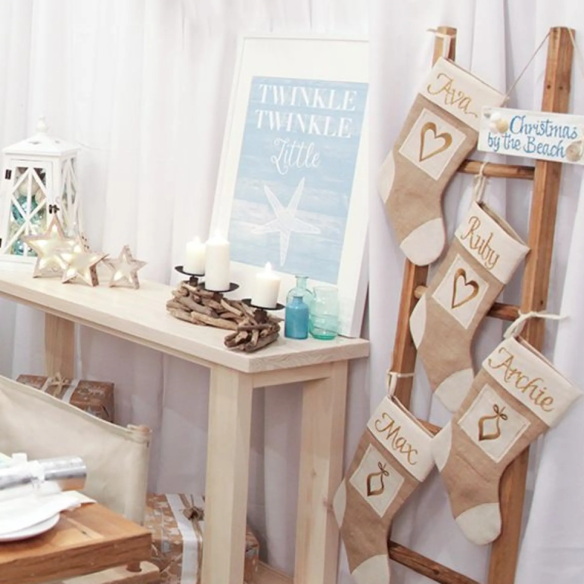 Personalised Burlap Heart Christmas Stocking Personalised Stockings|