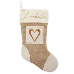 Personalised Burlap Heart Christmas Stocking Personalised Stockings|