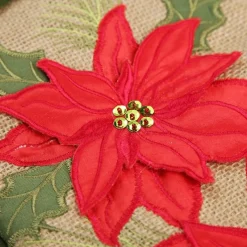 Personalised Burlap Poinsettia Christmas Stocking Personalised Stockings|