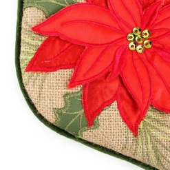 Personalised Burlap Poinsettia Christmas Stocking Personalised Stockings|