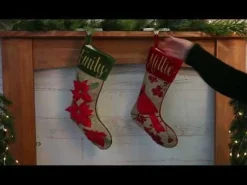 Personalised Burlap Poinsettia Christmas Stocking Personalised Stockings|