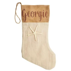 Personalised Burlap Starfish Christmas Stocking Personalised Stockings|