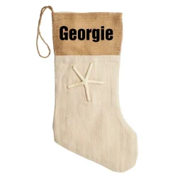 Personalised Burlap Starfish Christmas Stocking Personalised Stockings|
