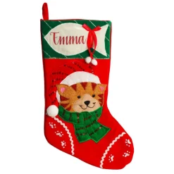 Personalised Cat with Fish Christmas Stocking Personalised Stockings|