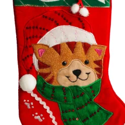 Personalised Cat with Fish Christmas Stocking Personalised Stockings|