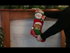 Personalised Cat with Fish Christmas Stocking Personalised Stockings|