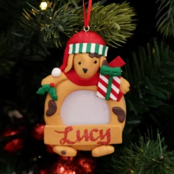 Personalised Christmas Dog Photo Frame Decoration Personalised Decorations|