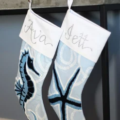 Personalised Coastal Seahorse Christmas Stocking Personalised Stockings|