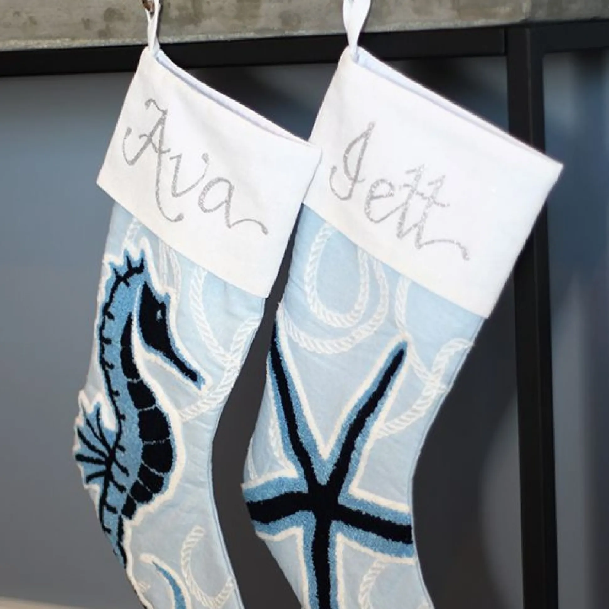 Personalised Coastal Seahorse Christmas Stocking Personalised Stockings|