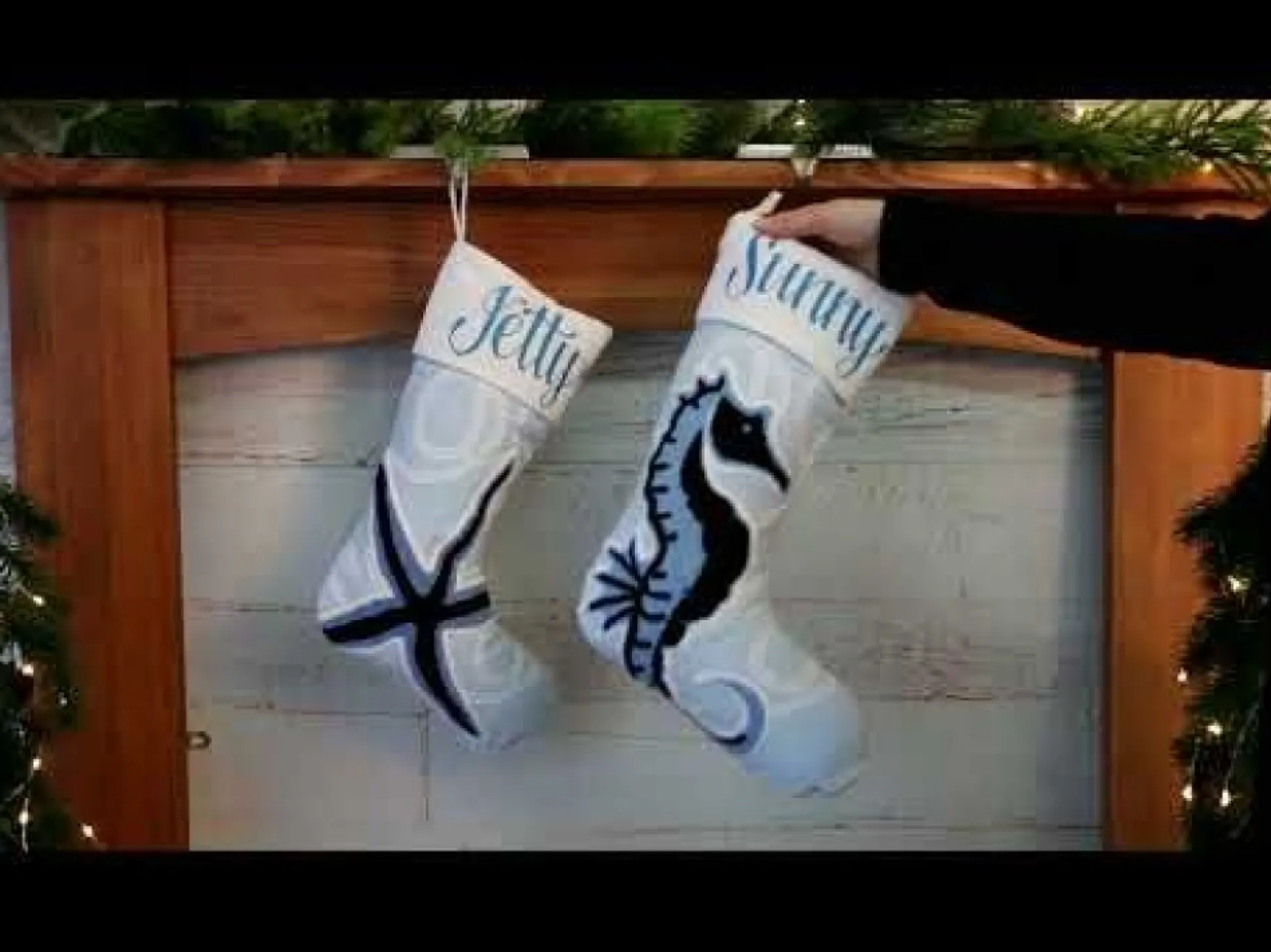 Personalised Coastal Seahorse Christmas Stocking Personalised Stockings|