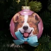 Personalised Corgi Dog with Bow Pink Chrismas Bauble Hand Painted Baubles|