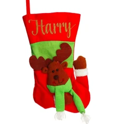 Personalised 3D Reindeer Christmas Stocking Personalised Stockings|