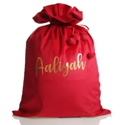 Personalised Dark Red Velvet Santa Sack Personalised Santa Sacks|