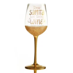 Personalised Dear Santa Just Bring Christmas Wine Glass Christmas Wine Glasses And Mugs|