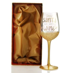 Personalised Dear Santa Just Bring Christmas Wine Glass Christmas Wine Glasses And Mugs|