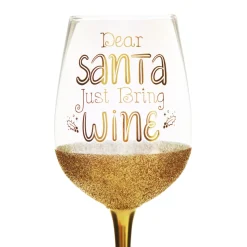 Personalised Dear Santa Just Bring Christmas Wine Glass Christmas Wine Glasses And Mugs|