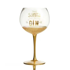 Personalised Dear Santa Just Bring Gin Large Christmas Wine Glass Christmas Wine Glasses And Mugs|