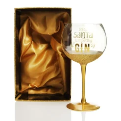 Personalised Dear Santa Just Bring Gin Large Christmas Wine Glass Christmas Wine Glasses And Mugs|